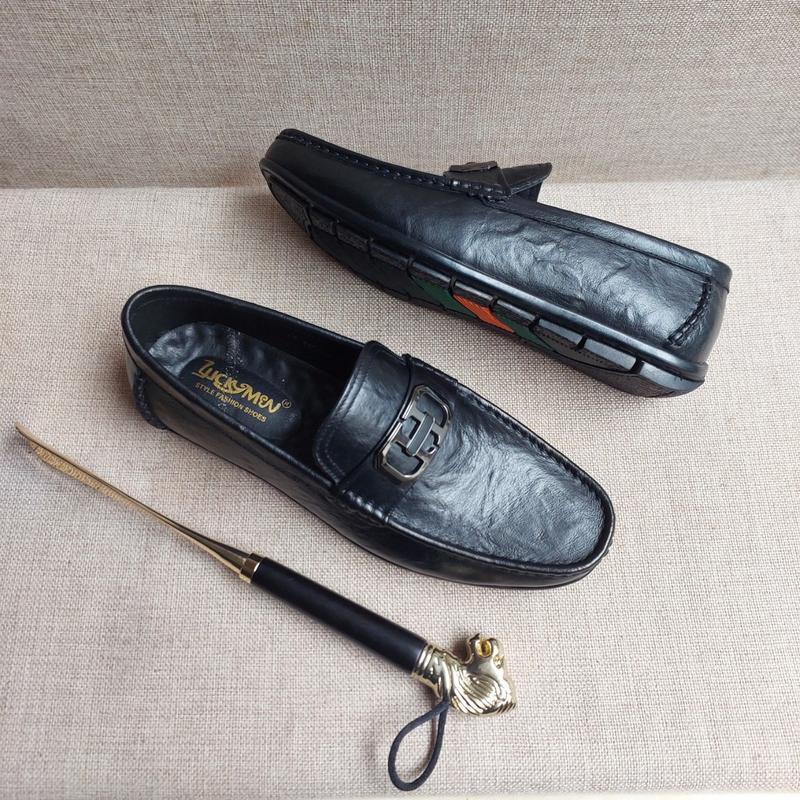 Giày Lười Da Bò Nam-Giày Mọi Nam Mũi tròn đế cao su đúc Shoes Đế Bằng giay dabo 2