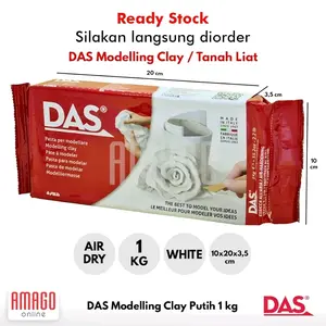 DAS Modelling Clay WHITE PUTIH Tanah Liat Kerajinan Tangan untuk Prakarya tanpa Oven 1 Kg