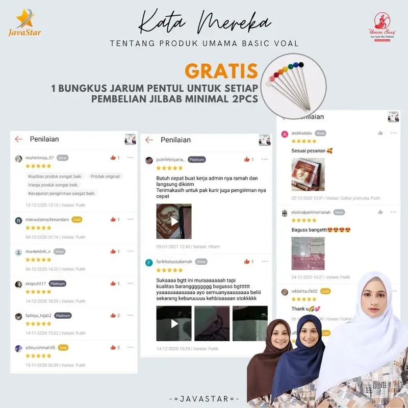 Umama Basic Voal jilbab segi empat 110x110cm Hijab seragam polos bisa GROSIR katun lembut Nyaman Sekolah Muslim kerudung Square 6