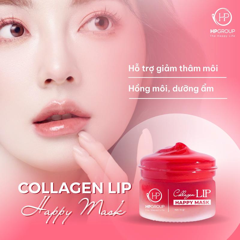 [Tặng Mặt Nạ Lấy Son] Combo 02 Ủ Môi COLLAGEN LIP Happy Mask HP GROUP 10g Hỗ Trợ Làm Hồng Môi, Mềm Môi và Giảm Thâm Môi Cosmetic Son dưỡng lựu đỏ Nữ Women  có màu 5