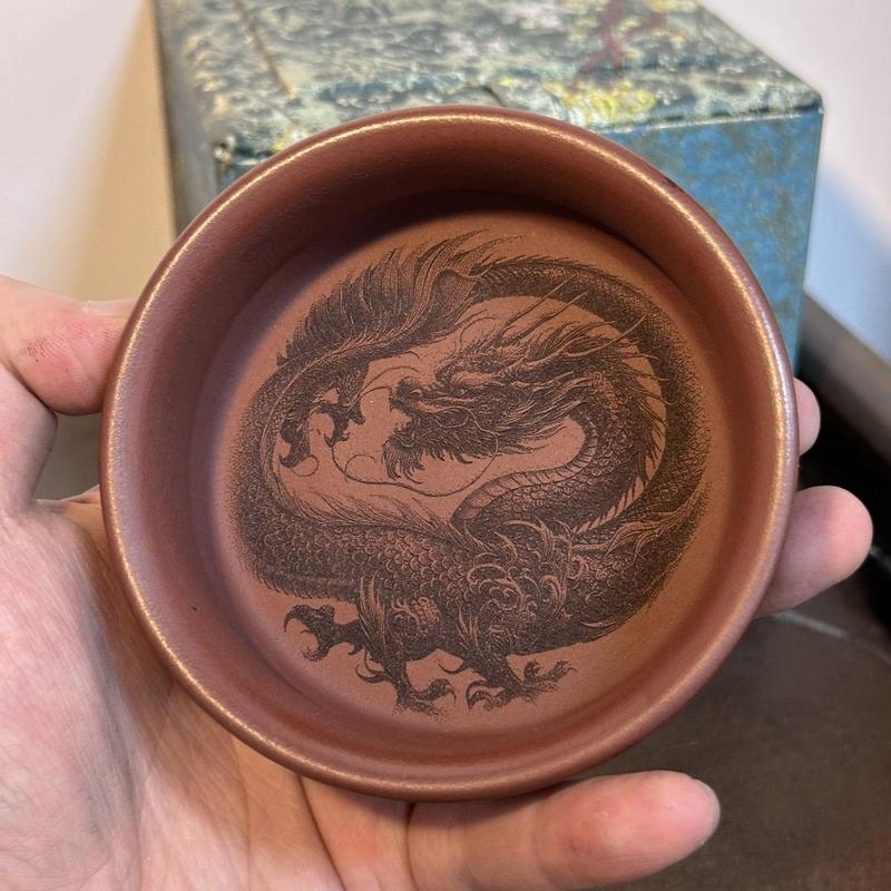 Cốc Puer, Cửa Hàng Yixing Boutique, Thiết Kế Thịnh Vượng Bằng Rồng Và Phượng, Cốc Boccaro, Được Làm Bằng Chất Liệu Bùn, Thích Hợp Cho Bộ Sưu Tập Tại Nhà, Cốc Trà Xuống Dốc Bùn, Dung Tích 200C 7