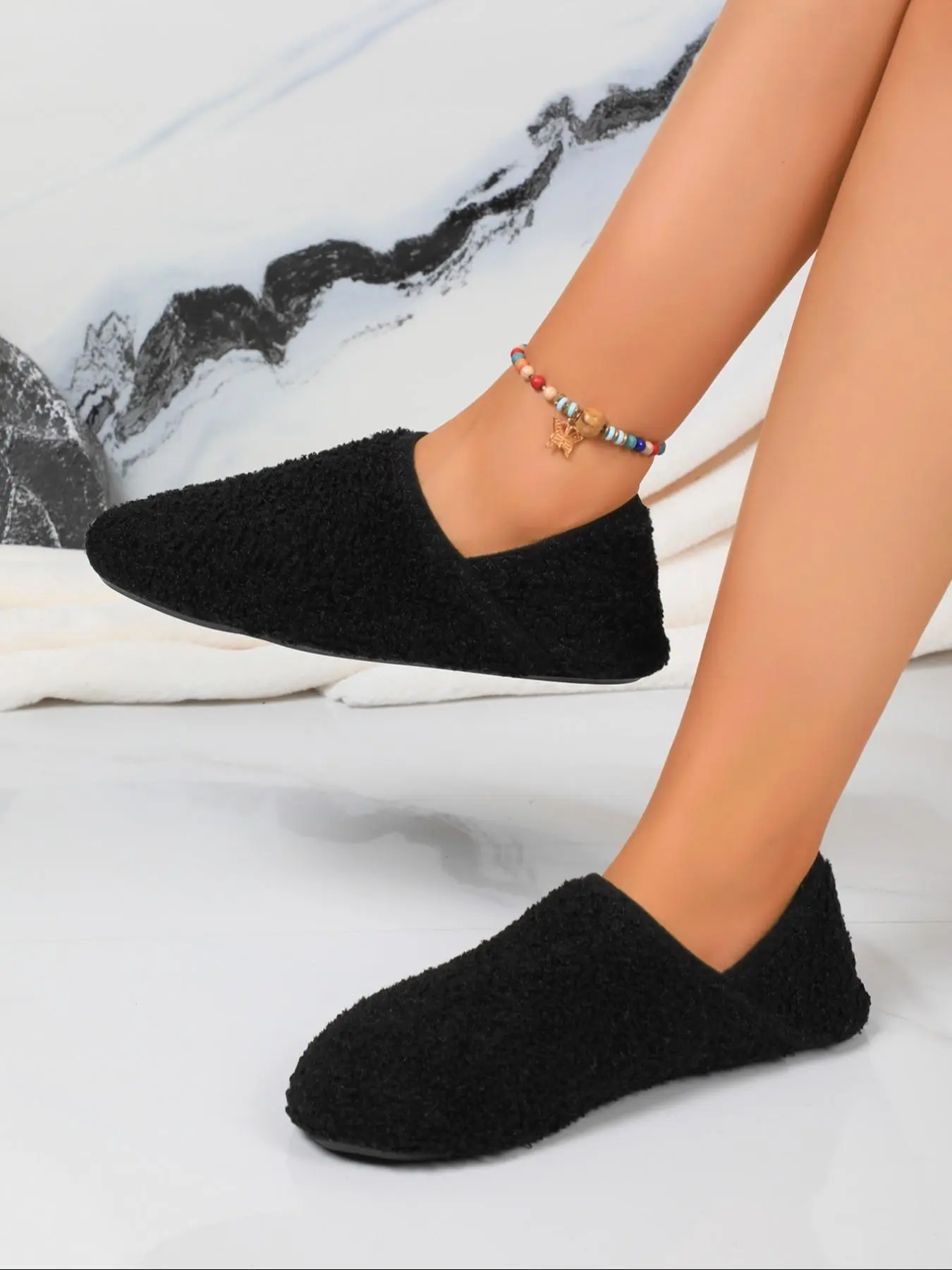 Women's Solid Color Plush Lining Slippers, Casual Soft Comfortable Non-slip Home Slippers, Warm Slippers for Indoor & Outdoor Use for All Seasons, Footwear