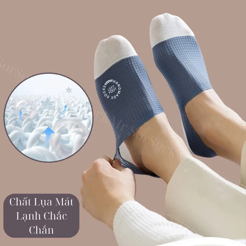 Combo 6 đôi Tất/Vớ hài nam Caro có silicon chống tụt gót, chất lụa cực mềm và mát Menswear 3