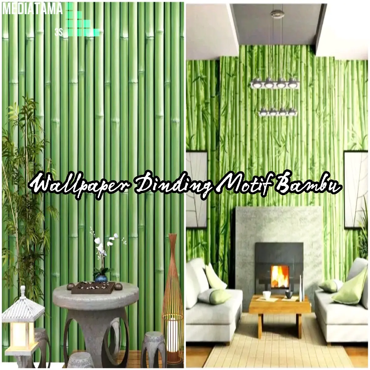 Wallpaper Dinding Motif Bambu Ukuran 45 cm x 8 m Kertas Pvc Kamar