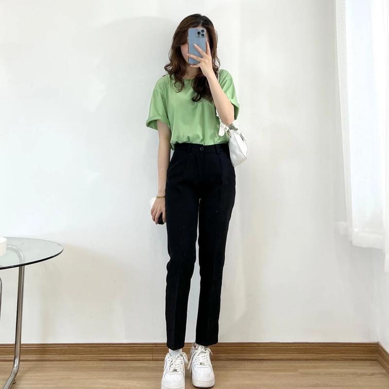 Quần Baggy Đen Nữ Lưng Cao Dáng Dài Đi Học Màu Xanh Đen Vải Mềm Ống Đứng Quần Tây Baggy Nữ Cạp Cao Bigsize Công Sở Làm Ong Women Pants Kem 8
