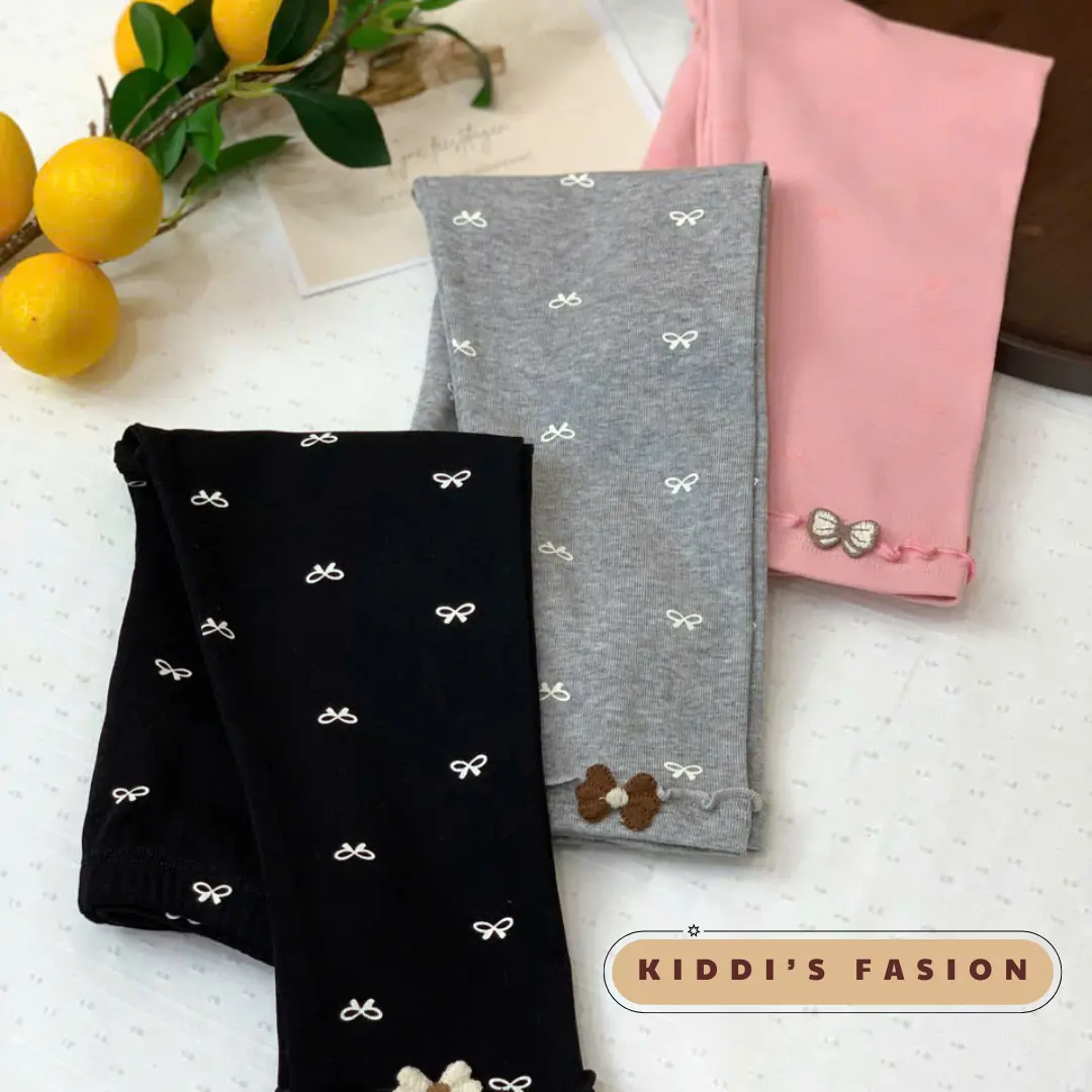 Quần legging zip cotton in tràn nơ dành cho bé gái K24QBG20