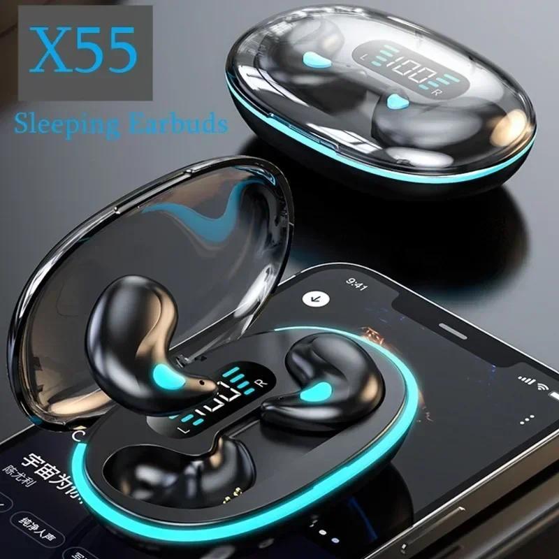 Tai Nghe Nhét Tai Nghe Khi Ngủ, Tai Nghe Mini Không Dây, Dành Cho Công Việc, Tai Nghe Bluetooth TWS Âm Thanh Nổi, Thiết Bị Giấu Kín Có Mic, Cuộc Gọi HD, Chống Nước, X55 1
