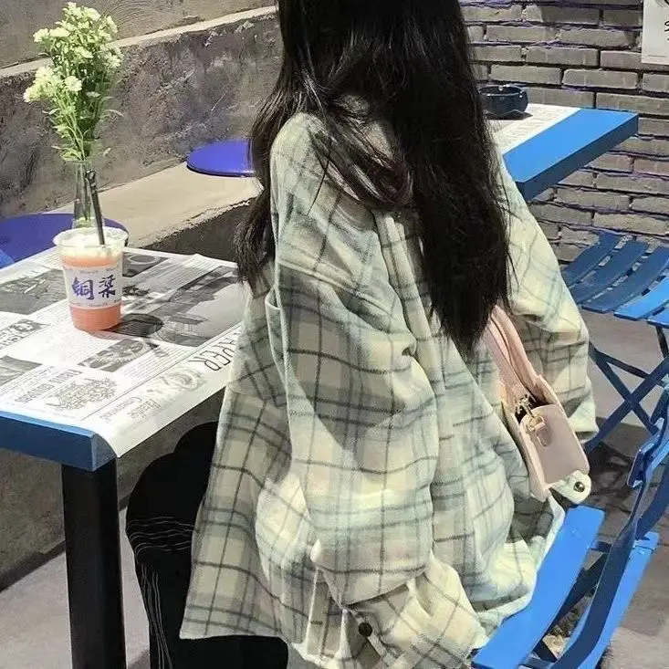 Áo Sơ Mi Kẻ Sọc, Phong Cách Hồng Kông, Cổ Polo, Dài Tay, Dành Cho Nữ, Phong Cách Hàn Quốc, Dáng Rộng Vừa Vặn, Phong Cách Lười Biếng, Thiết Kế Đẹp, Áo Khoác Cardigan Độc Đáo Thích Hợp Cho Mùa Xuân Và Mùa Thu
