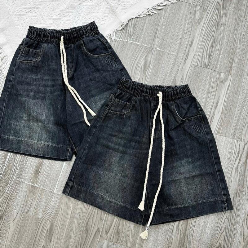 2430 BIGGSIZE Quần ngố jeans cạp cao không dãn quần jeans ngố may gấu to cạp chun