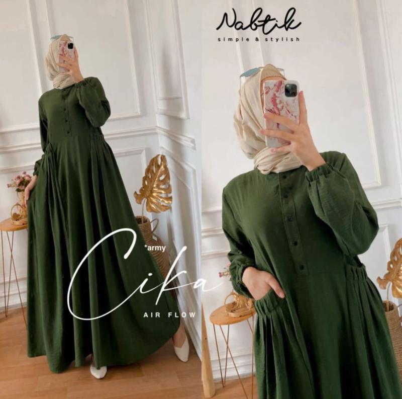Product Introduction of CIKA GAMIS CRINKLE AIRFLOW WANITA TERBARU 2023 Hitam Cokelat Navy Putih Dress Panjang Kantong 33