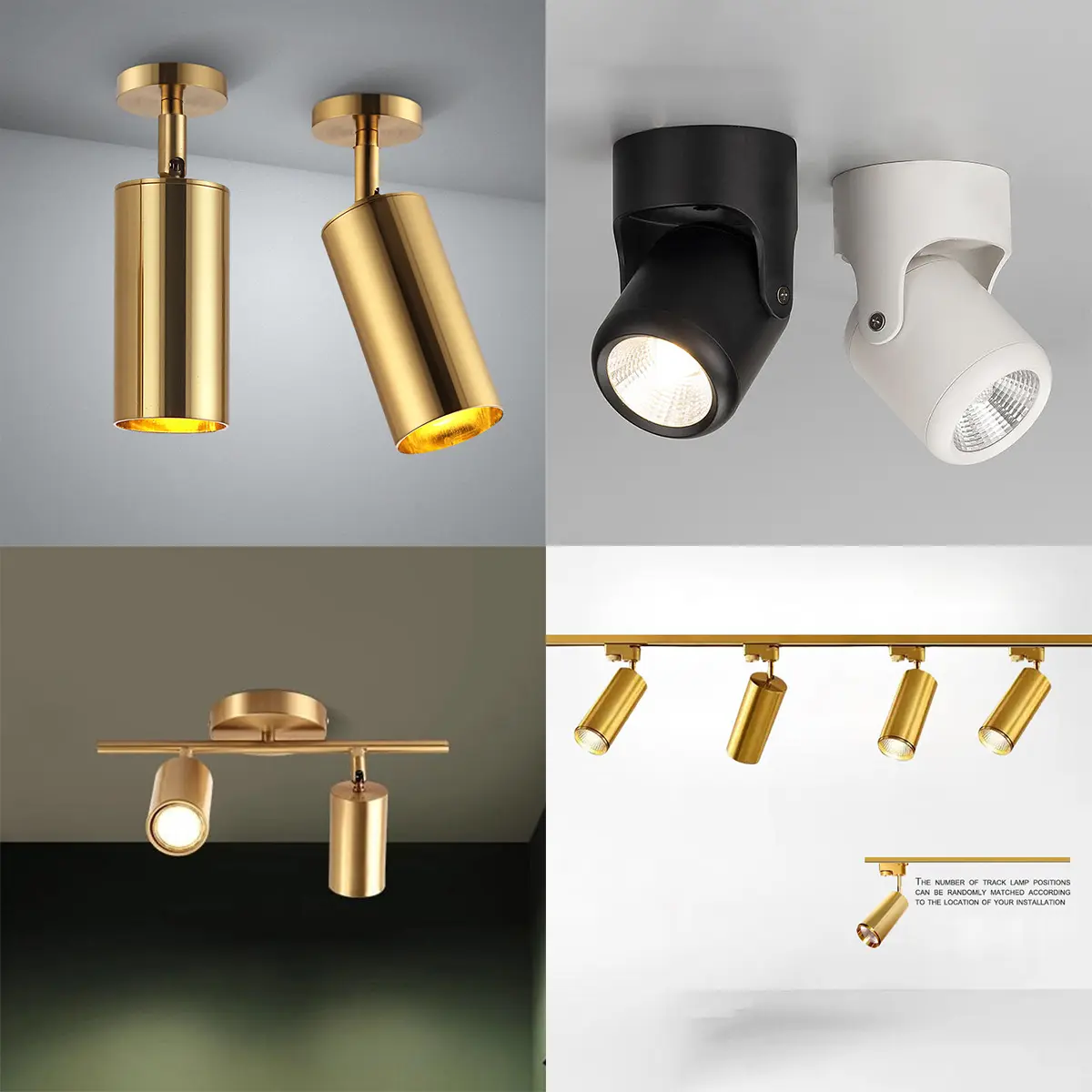 Spotlight LED Track Lighting Three Color Dimming Rotatable No Hole ...
