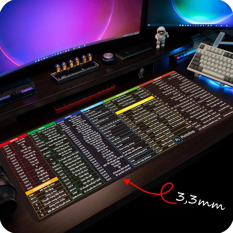  Tấm lót chuột phím tắt Office Word Excel Photoshop Autocad cho dân văn phòng thiết kế pad chuột văn phòng cỡ lớn 