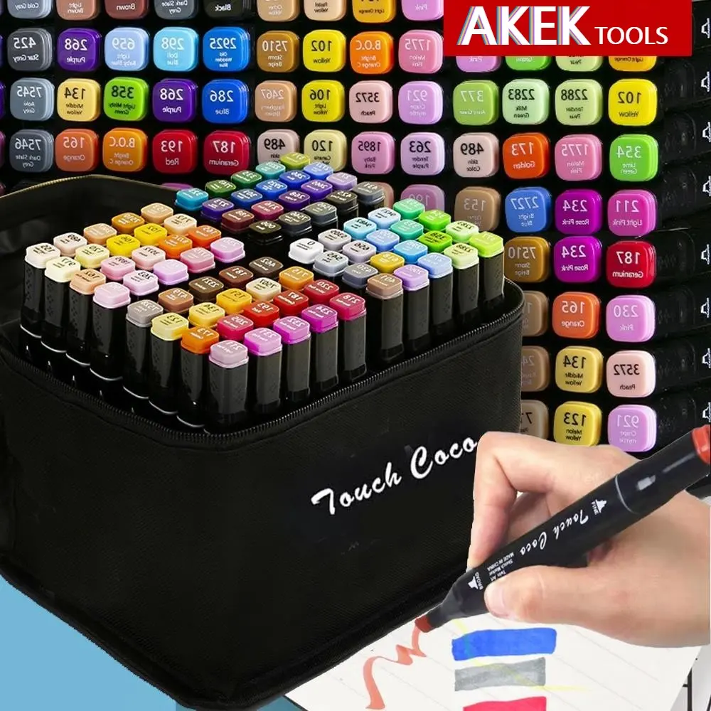 < INLIFE > 6/24/30/60/80 Color Alcohol Marker Art Marker Highlighter Pen Set Color Calligraphy Pen Set Marker Pen