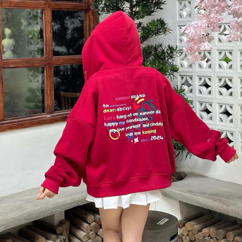 HODDIE BOXY- Áo Khoác Boxy THECIN DDY In Hình Vẽ Nam Nữ-HBC003 Nhung Women Hoodie Kem Top Nhung Women áo khoác hoodie zip áo hoodie Voi áo khoác hoodie peaceful hoodie chuthap