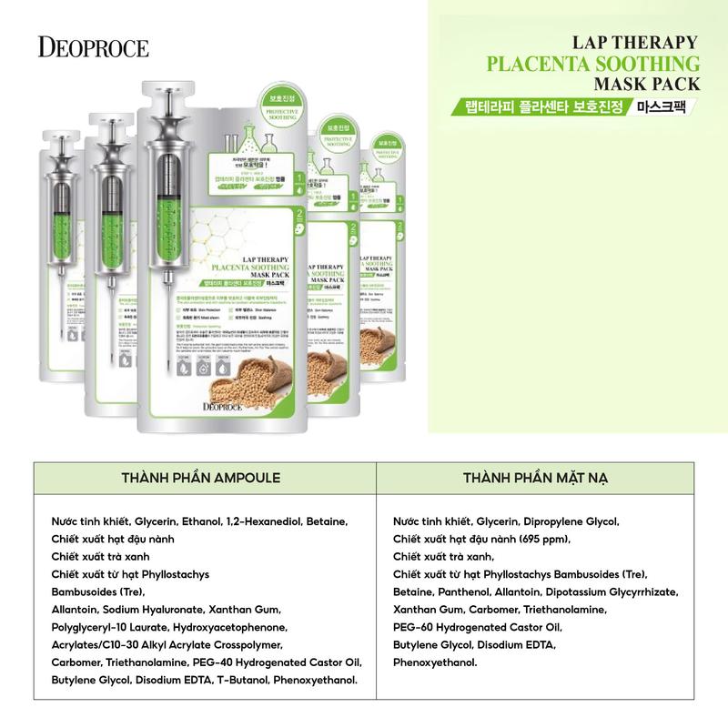 Mặt nạ 2 bước chiết xuất đậu nành Placenta soothing mask pack Deoproce 1