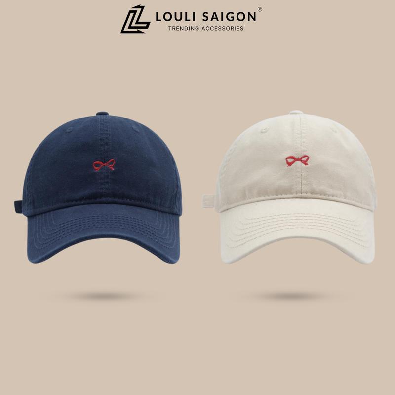 Mũ lưỡi trai thêu nơ LOULI SAIGON nam nữ form mềm thời trang Hàn Quốc, nón lưỡi trai kaki mềm mại M65
