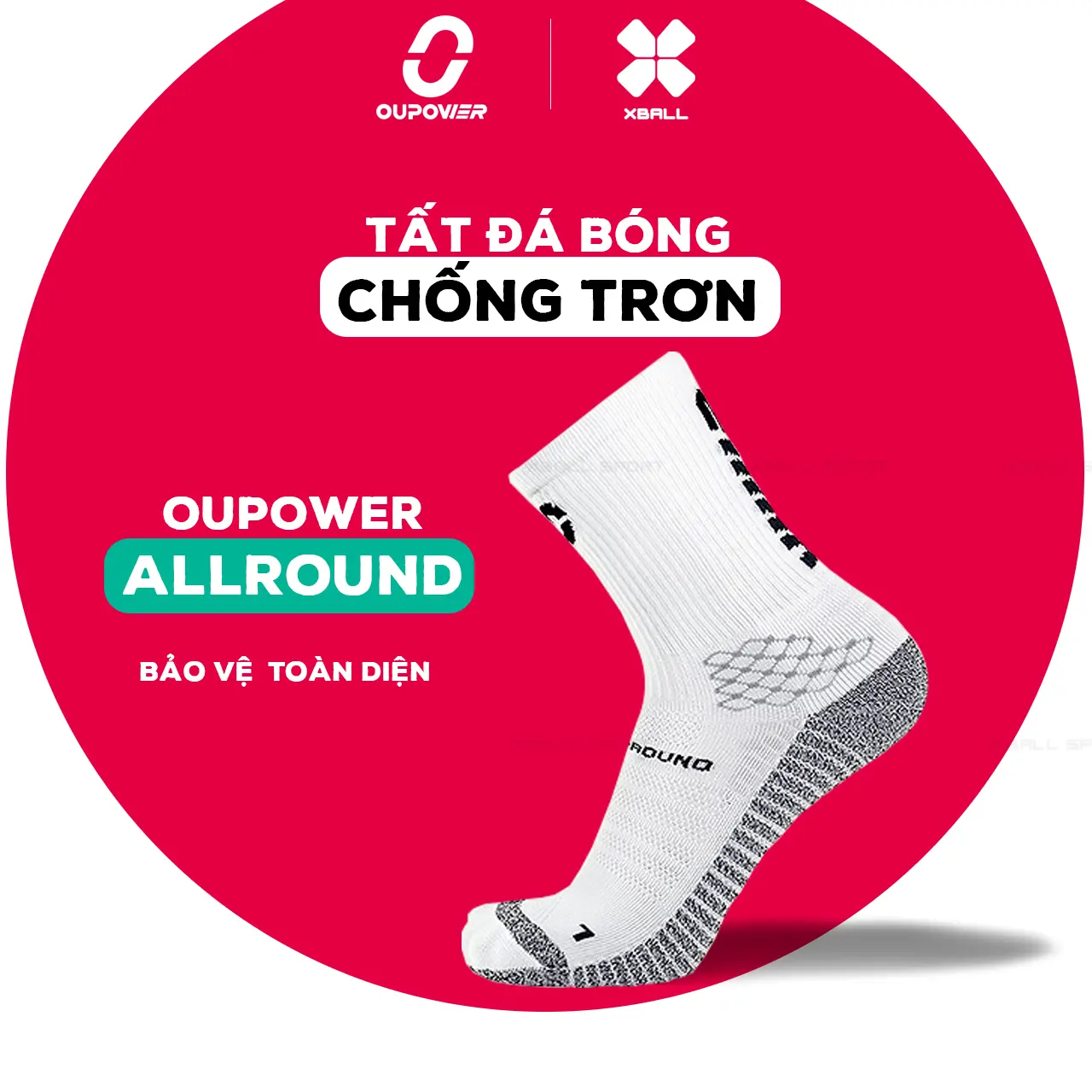Tất bóng đá chống trơn OUPOWER ALLROUND. Tất chống trơn trượt cao cấp.
