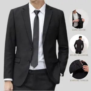 Jas Pria Hitam Buat Wisuda Nikah Kondangan Blazer Formal Slimfit Kerja Kantor Bahan Semiwool