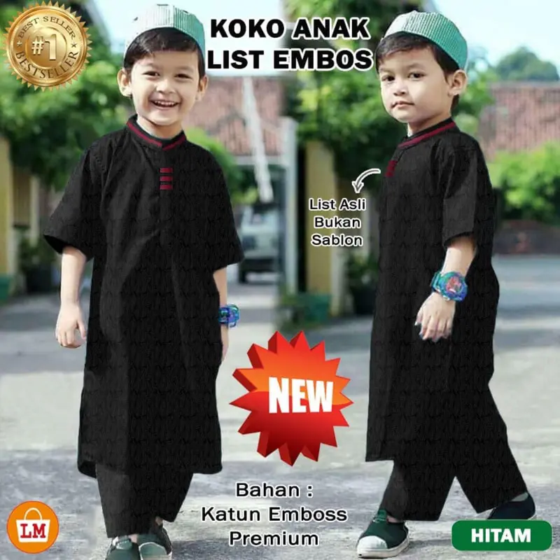 setelan koko anak pakistan model list umur 1-11 thn Panjang Muslim Baju Katun Pendek Kurta 0