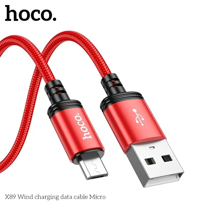 Dây sạc hoco X89, hỗ trợ sạc nhanh 2.4A truyền dữ liệu từ USB sang micro, dây bện dù chống đứt, gãy gập, dài 1m. 3