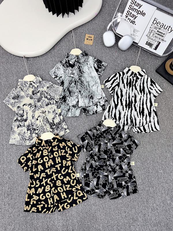 Bộ sơ mi loang lụa cộc tay chất lụa mềm đẹp thấm hút tốt có sz cho bé từ 8-25kg[linhkids88]