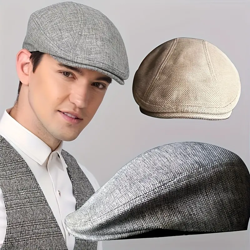 Men'S Retro Striped Beret Cap - 100% Polyester Knit, Breathable Mesh Lining, Soft & Comfortable Fashion Hat for All Ages, Timeless Design, Classic Style for Casual Attire, Outdoor Headwear |   Timeless Fashion Cap |   Breathable Material, Beret for Women