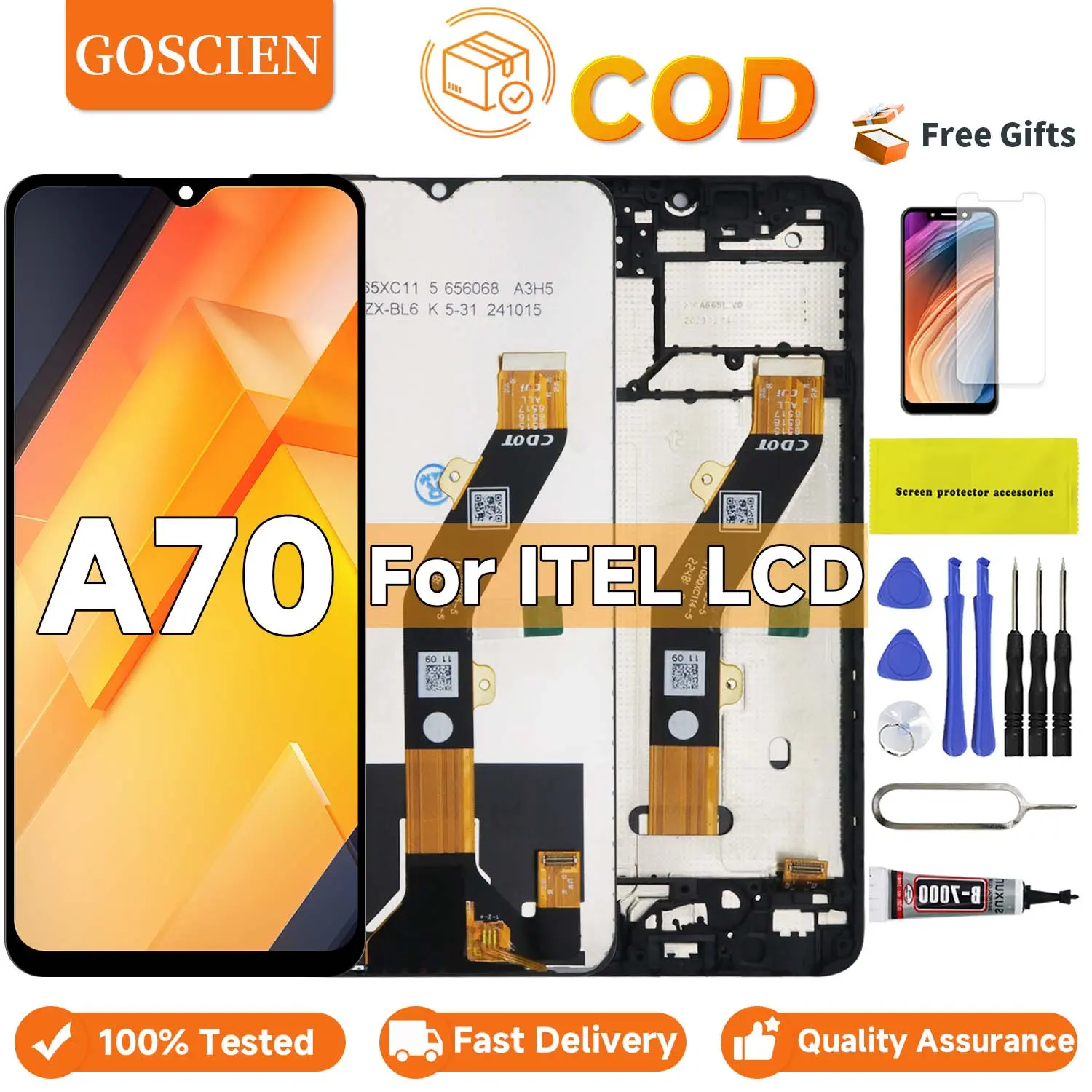 Original Original LCD For Itel A70 A665L LCD Display with Frame
