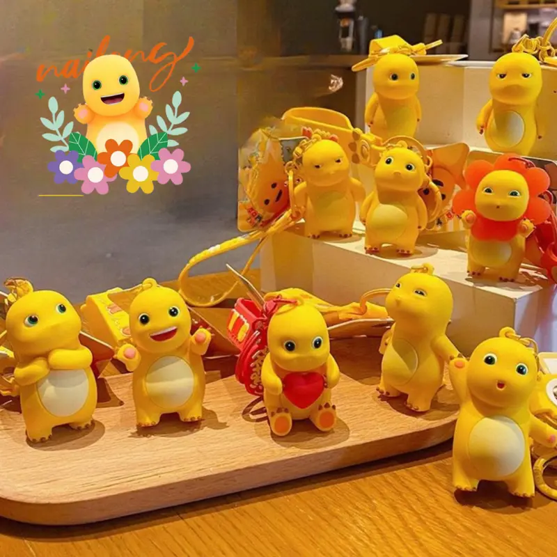 [littlecrab] Gantungan Kunci Nailong Dino Kuning Karakter Emoticon Full Body Badan Gemoy Keychain 6