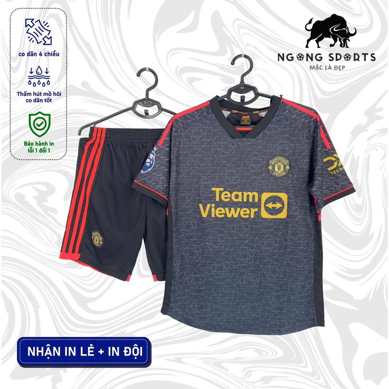 Bộ quần áo Mu đen vải Mè m . Y . ễn phí in tên số Top Sport