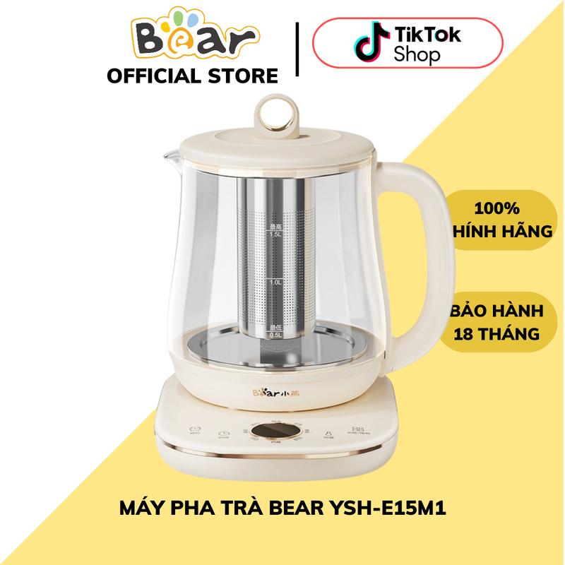 ẤM Đun Nước, Pha Trà Siêu Tốc Đa Năng Bear YSH-E15M1, Dung Tích 1.5L, Công Suất 800W, Có Lõi Lọc Inox 316, Hàng Chính Hãng, Bảo Hành 18 Tháng (Bản Nội Địa)