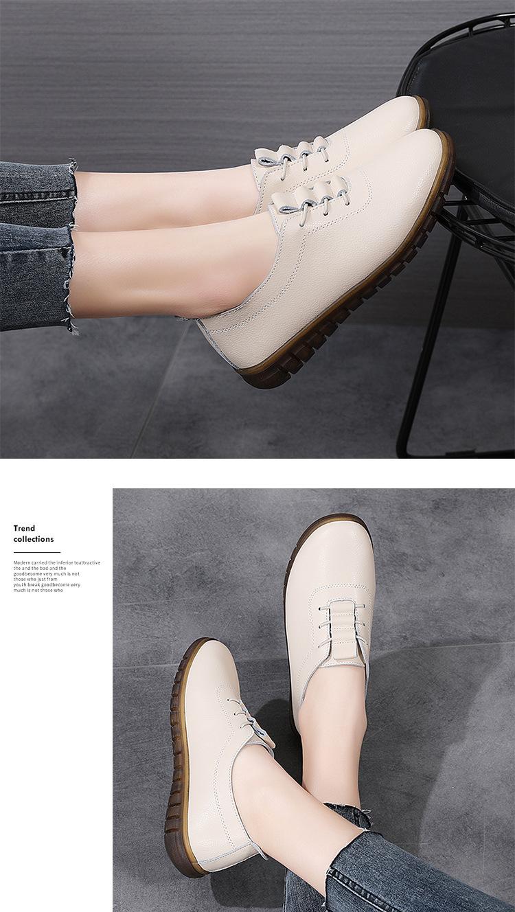 Product Introduction of Spring New Large Size Women's Genuine Leather Shoes Casual Flat Shoes Women's Middle-Aged and Elderly Soft Bottom Mom Shoes Small Leather Shoes Wholesale 15