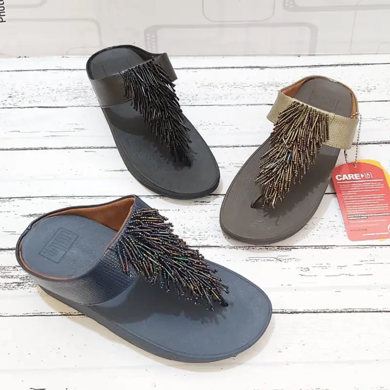 Fitflop Chacha Sandal Fitflop Manik Rumbai Sandal Jepit Wanita Wedges 0