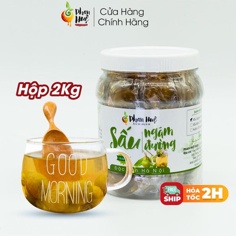 Sấu ngâm đường chua ngọt Phan Huệ hộp 2kg. Sấu miền Bắc chọn lọc. Đặc sản Hà Nội. Uống là mê Snack Ăn Vặt