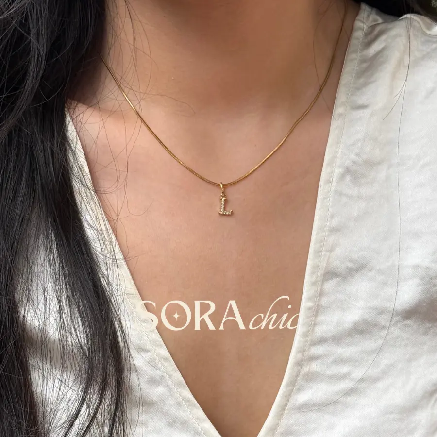 Vòng cổ chữ Dara bản 1 dây - Sora.chic Women Trang Sức Nữ Titan Dây Chuyền