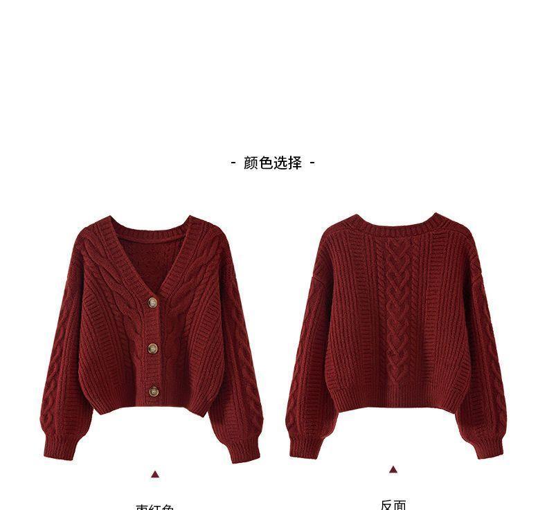 Product Introduction of Áo Len, Kiểu Dáng Rộng Rãi Và Lười Biếng, Thích Hợp Mặc Ngoài Trời, Áo Khoác Mùa Thu Và Mùa Đông, Thời Trang Mới Mùa Thu, Phong Cách Cổ Điển Xoắn Dệt Kim, Áo Khoác Cardigan Ngắn Nữ Top Women 5