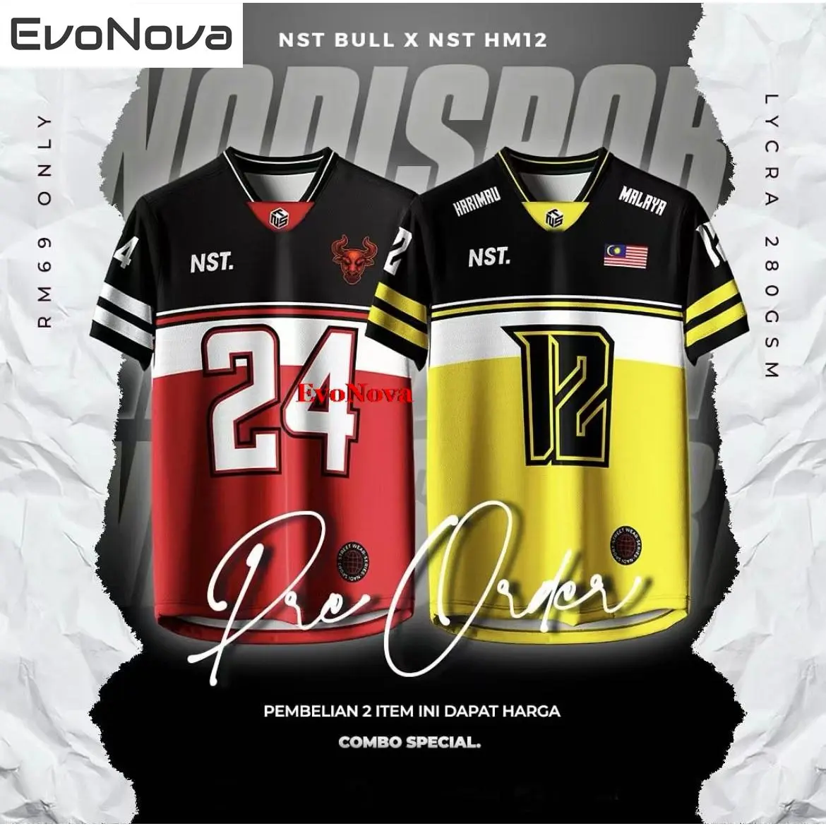 EvoNova NFL Edition Jersey Viral Baju Tshirt Lelaki Lengan Pendek Team Sport Jersi Bola Jersey Futsal Unisex Free Custom Name Number