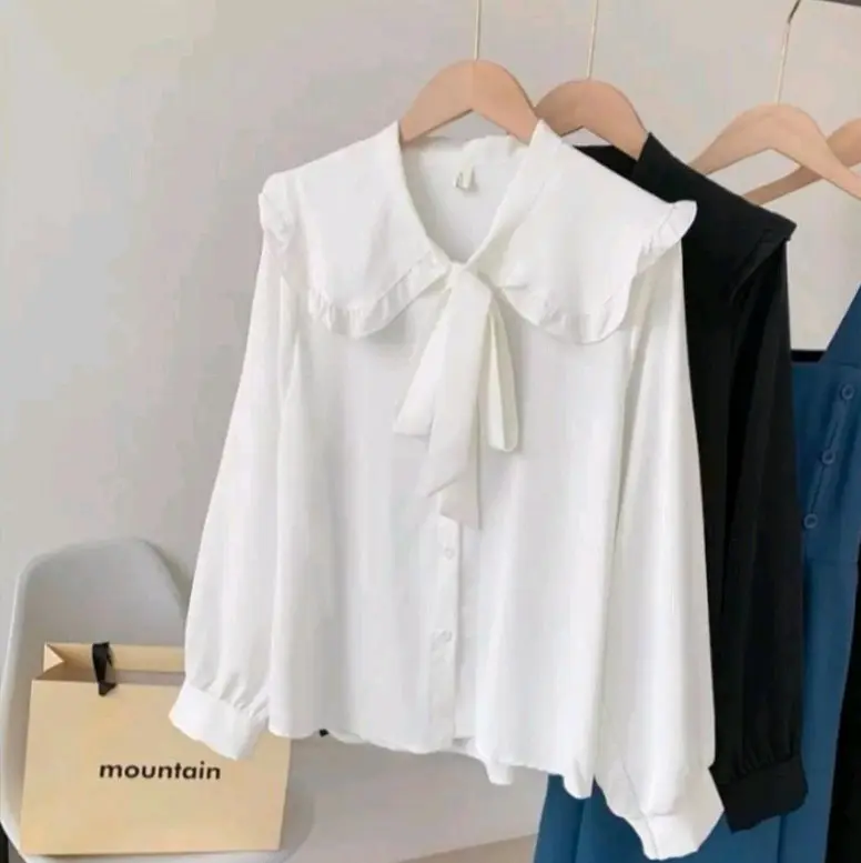 Blouse Candy Anak Perempuan untuk usia 2-12Tahun Polos Hitam Putih Katun