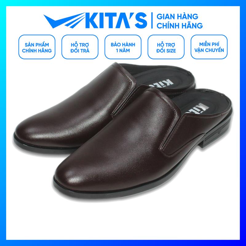 Giày Sục Nam KITAS - Da Bò Thật - Đế Cao Su - May Đế - Bảo Hành 1 Năm - 120-9617