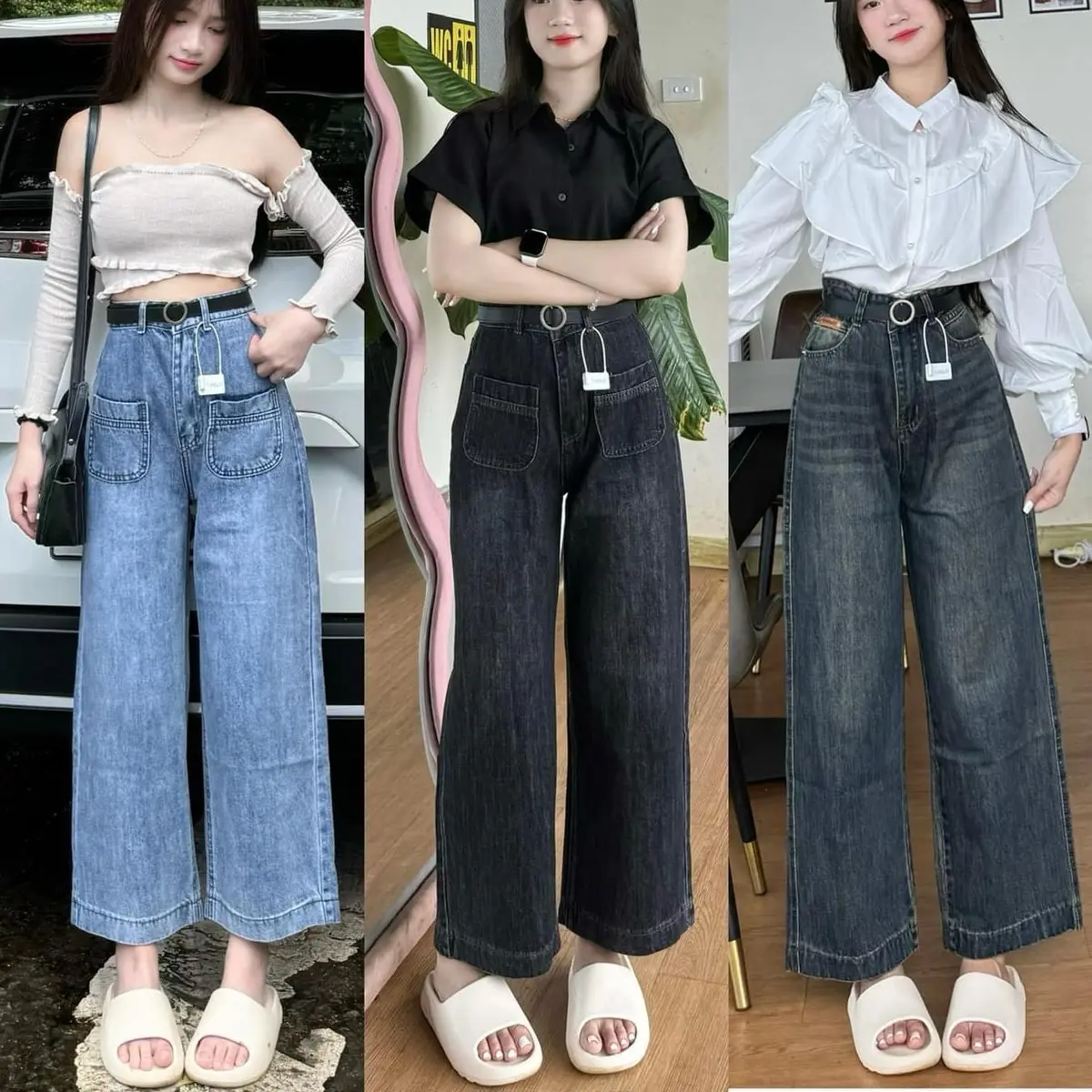 Quần ống siêu  rộng cho các nàng dứoi 1m6