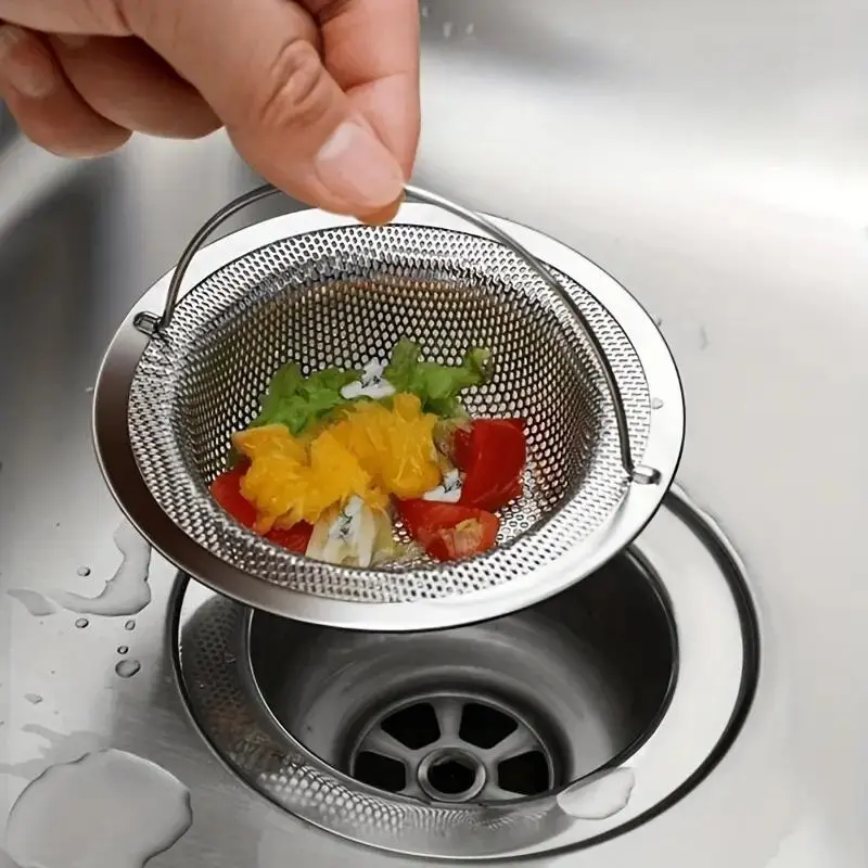 Stainless Steel Sink Strainer, Anti-slip Handle Sink Drain Strainer, Kitchen Sink Strainer, Kitchen Utensils & Gadgets