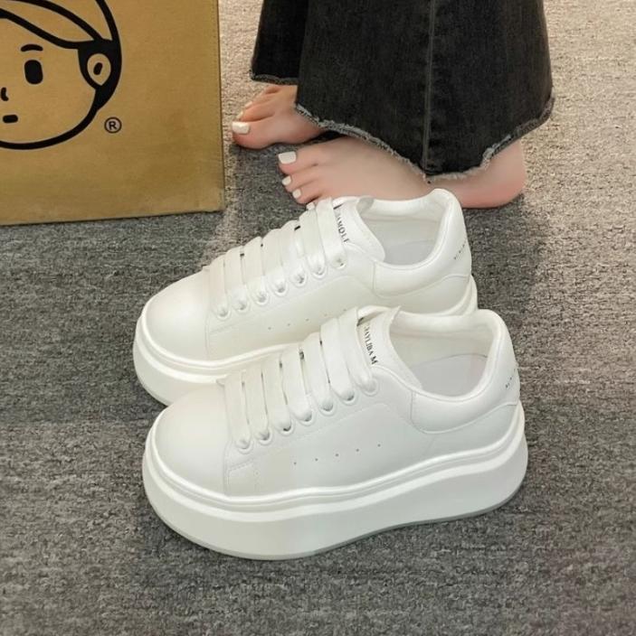 Giày thể thao nữ Hot trend 2024 giày trắng sạch dễ vệ sinh tôn dáng 5CM B53 - Shoes, Sneaker Cao Su