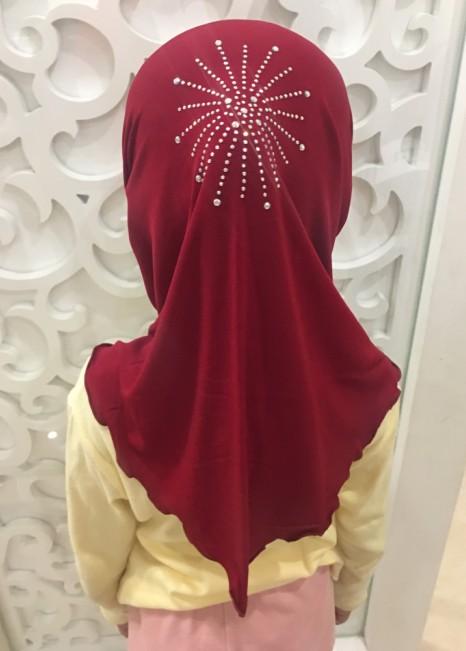 Product Introduction of 2-7 Years Old Girl Crystal Hemp Sun Diamond Tam-O'-Shanter| Detachable Gauze Cap + Three-Piece Design| Kindergarten Daily Wear and Match| Eid Trendy Child Essential selendang  bahu sulam  shawl sahara  shawl selendang 15
