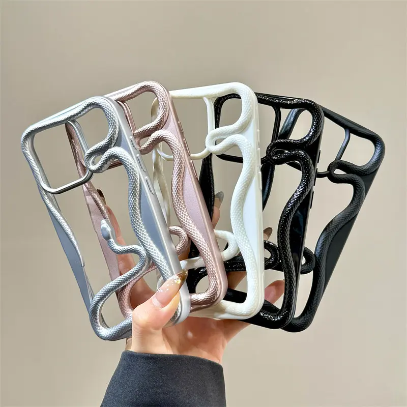 High-end creative hollow python iphone16promax mobile phone case 15 new style 14 Chinese style 13 silicone personalized anti-fall soft shell