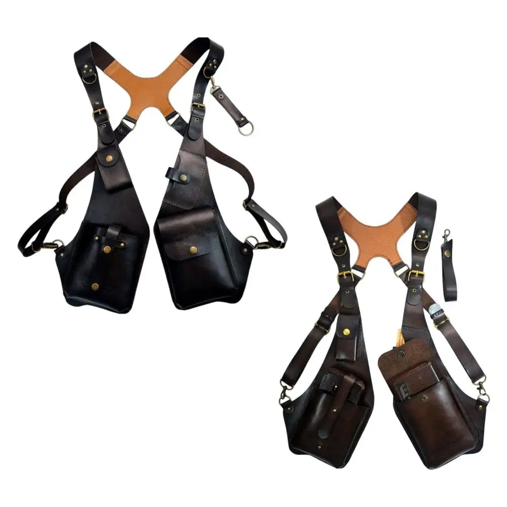Shoulder Harness Bag Steampunk Double Wallet Underarm Bag Waist Pack Holster Anti Theft for Men Women