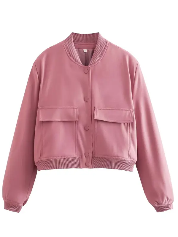 Women's Fitted Pocket Button Front Stand Collar Jacket, Utah Girl Outfits, Casual Drop Shoulder Long Sleeve Outerwear for Fall & Winter, Jackets Lady Coats, Holiday Evening Outfits 2024, School Essentials, Clubbing Tops Modest Outfits 6