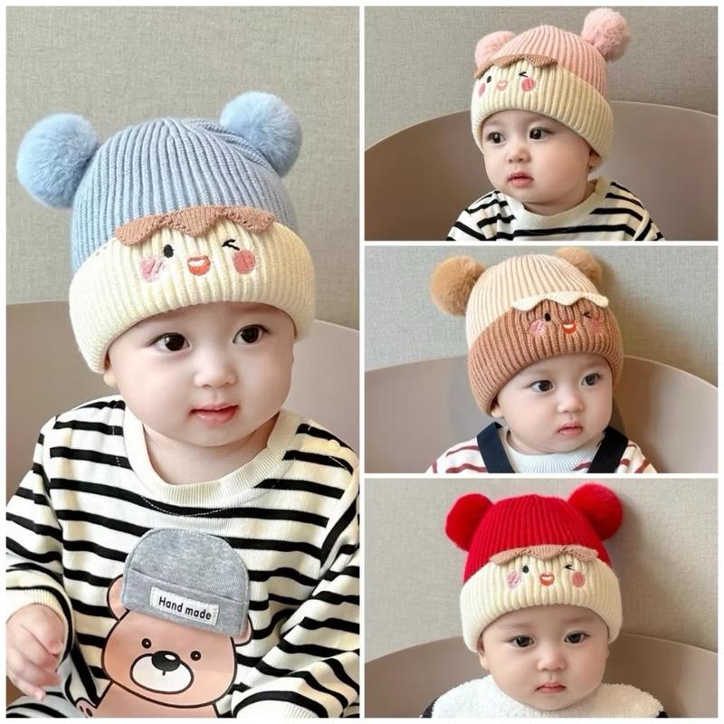 Mũ len tròn che tai giữ ấm mùa đông họa tiết đáng yêu cho bé từ 0 đến 2 tuổi