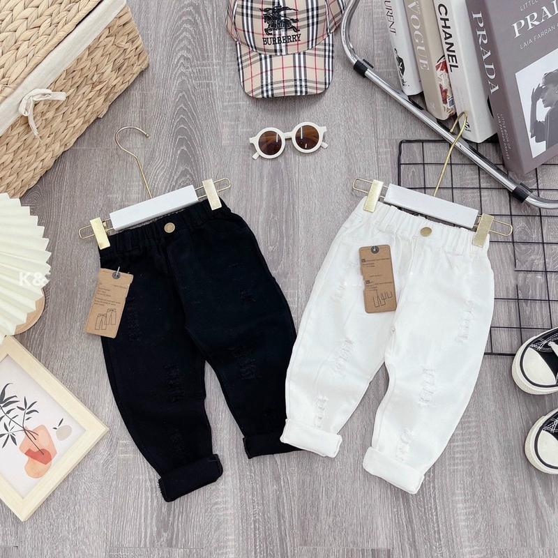 Quần Kaki Dài Xước Đen Trắng Dành Cho Bé Trai Bé Gái Từ 8-20kg