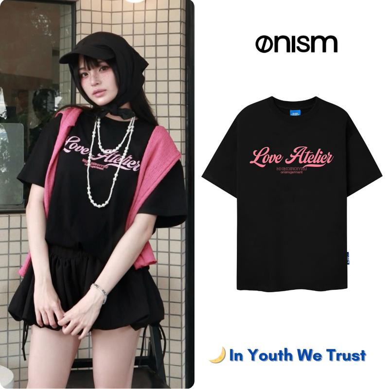Áo thun Unisex Love Atelier in kim tuyến màu đen - Onism Basic tee Cotton Cổ Tròn