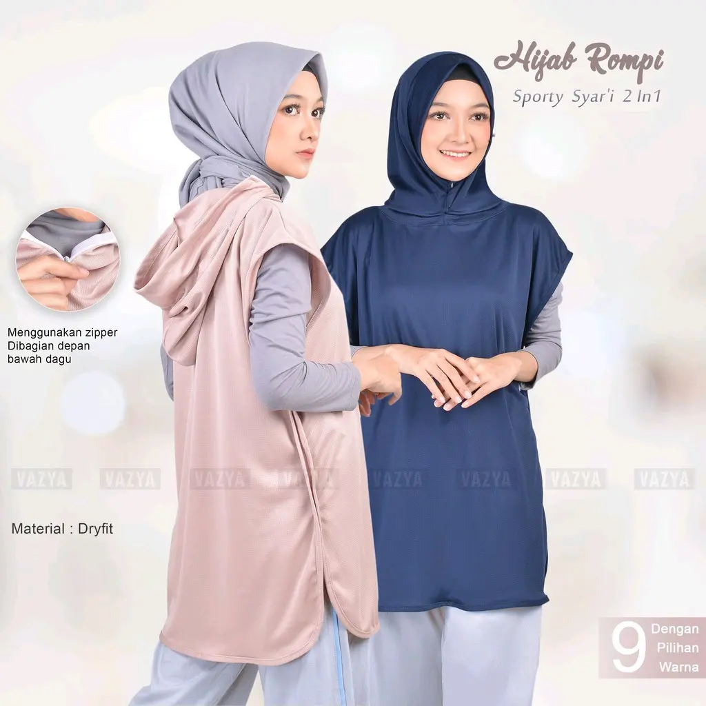 Rompi hijab sporty syar'i Dryfit 2in1