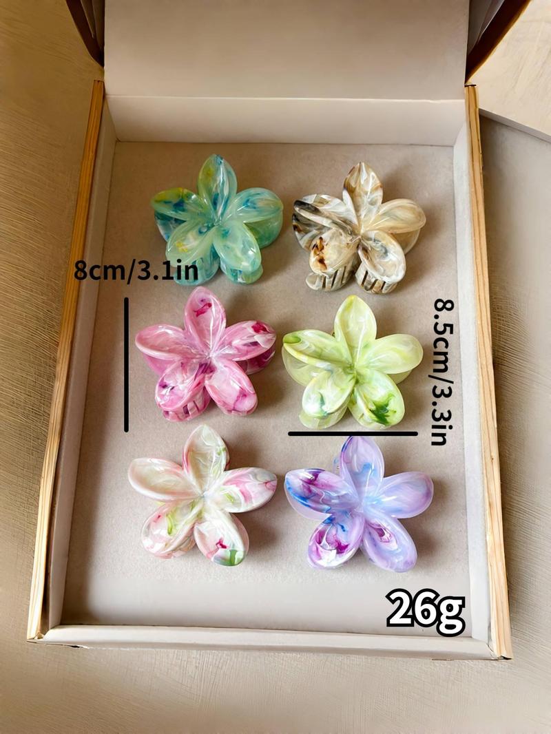 Product Introduction of Cute Flower Design Hair Claws, Colorblock & Tie Dye & Floral Pattern Hair Claws, Fashion Hair Accessories for Women & Girls 1